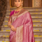Anaita Pink Banarasi Saree With Blouse Piece