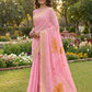 Anaita Pink Linen Saree With Blouse Piece