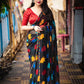 Black Poly Georgette Ethnic Motifs Saree with Unstitched Blouse - Hiral Fashion | Swadesiicart