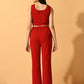 Myshka Women's Red Solid Top With Trousers - Swadesiicart