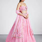 House of Panchhi Coral colour Organza Floral design digital print Semi-Stitched Lehenga choli & Dupatta | Swadesiicart