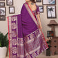 Joban Fashion Purple Solid Banarasi Silk Sarees | Swadesiicart