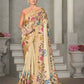 Beige Rangkat Tussar Silk Woven Design Saree with Unstitched Blouse - Mohmanthan Eshani | Swadesiicart