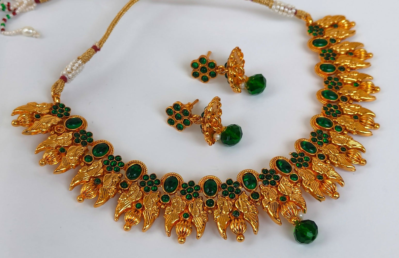 Kemp Peacock Green Necklace Set - Mokshi Collections