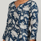 Aavyora Women's Navy Blue & White Floral Printed Tunic