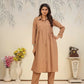 Jyoti Fashion Women's Beige Rinkal Cotton Plain with Side Pocket Kurtis & Sets | Swadesiicart