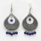 NVR Women's Silver-Plated Artificial Beads German Silver Oxidised Chandbali Earrings - Swadesiicart