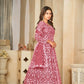 Jyoti Fashion Women's Gajri Net Embroidered Anarkali Kurta Pant Set With Dupatta | Swadesiicart