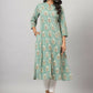 Juniper Women's Green Printed A-Line Kurta | Swadesiicart