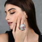 Joban Fashion Women Red Stone Silver Tone Ring | Swadesiicart
