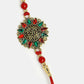 NVR Men Red & Gold-Toned Stone-Studded Rakhi With Roli Chawal | Swadesiicart