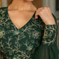 Janasya Dark Green Georgette Embroidered Top & Skirt | Swadesiicart