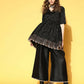 Ahalyaa Women Black Colour Poly Silk Copper Printed Top Palazzo Set | Swadesiicart