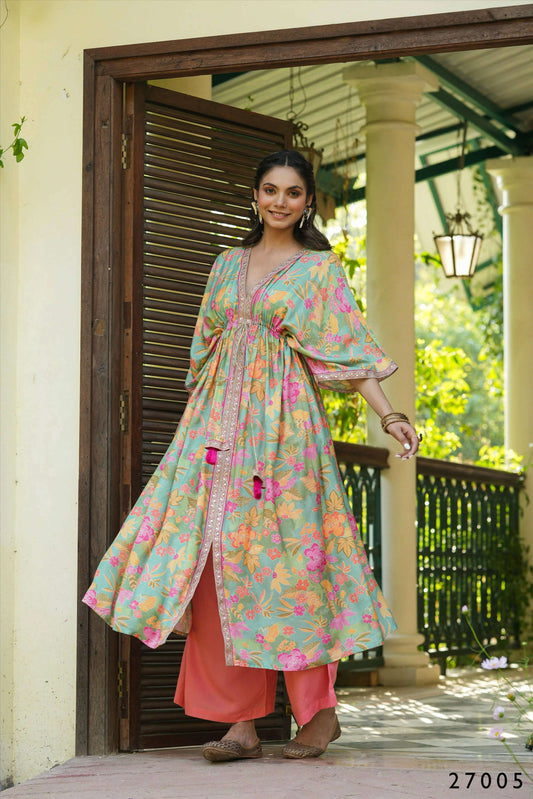 Women's Casual Fashionable Multi Mull Cotton co-ord set - Anya - Swadesiicart