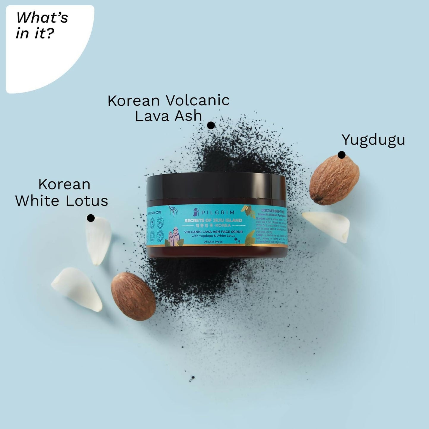 Pilgrim Face Scrub with Yugdugu & White Lotus, For Glowing Skin & Blackhead Removal, Dry, Oily Combination Skin - Swadesiicart