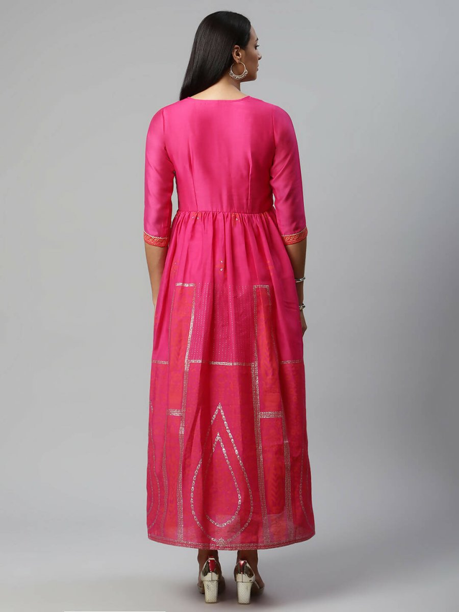 Ahalyaa Womens Pink Crepe Printed Dress | Swadesiicart