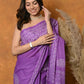 Very Much Indian Handblock Printed Cotton Saree With Natural Dyes - Purple | Swadesiicart