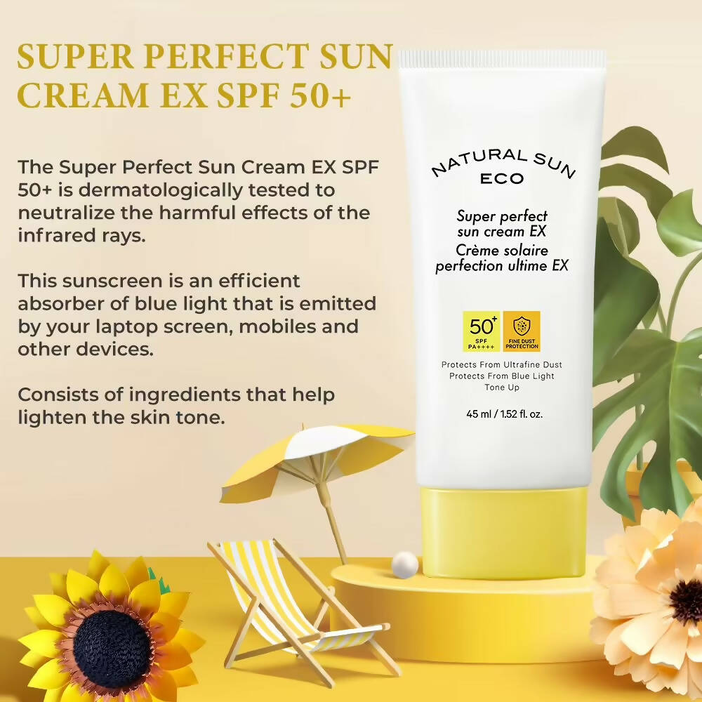 The Face Shop Natural Sun Eco Super Perfect Sun Cream Ex-SPF 50 - Korean Skincare | Swadesiicart