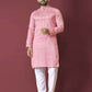 Anaita Pink Solid Soft Jacquard Silk Straight Kurta