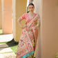 Vishnu Weaves Women's Off White Paithani Silk Zari Woven Saree with Unstitched Blouse - Swadesiicart
