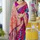 Vishnu Weaves Women's Pink Banarasi Silk Zari Woven Saree with Blouse - Swadesiicart