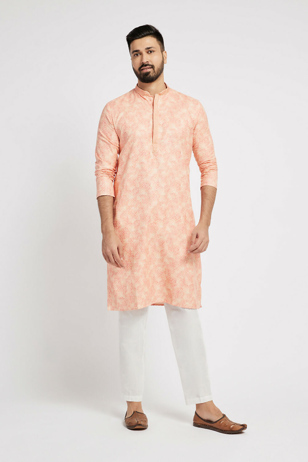 Ethnic India Peach Men's Kurta | Swadesiicart