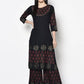 Aniyah Rayon Black Color Block Print Flared Slip-On Palazzo (AN-188K)