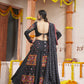 Black Viscose Rayon Thread Embroidery with mirror work Navratri Lehenga Choli with Dupatta - Raas