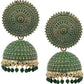 Mominos Fashion Joharkamal Gold-Polished Meenakari Jhumkas For Women & Girls (Green) - Swadesiicart