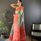 Joban Fashion Brick Red Floral Motifs Banarasi Silk Sarees | Swadesiicart