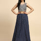 Dark Grey Georgette Embroidered Lehenga choli with Dupatta - Dhara | Swadesiicart