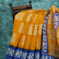 Yellow And Dark Ink Blue Colour Bathik Print Semi Chanderi Saree By Gayathri Reddy Designer Studio | Swadesiicart