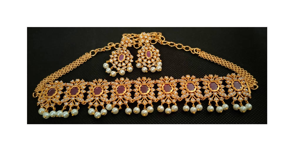 Uncuts & Ruby Neck Choker | Swadesiicart