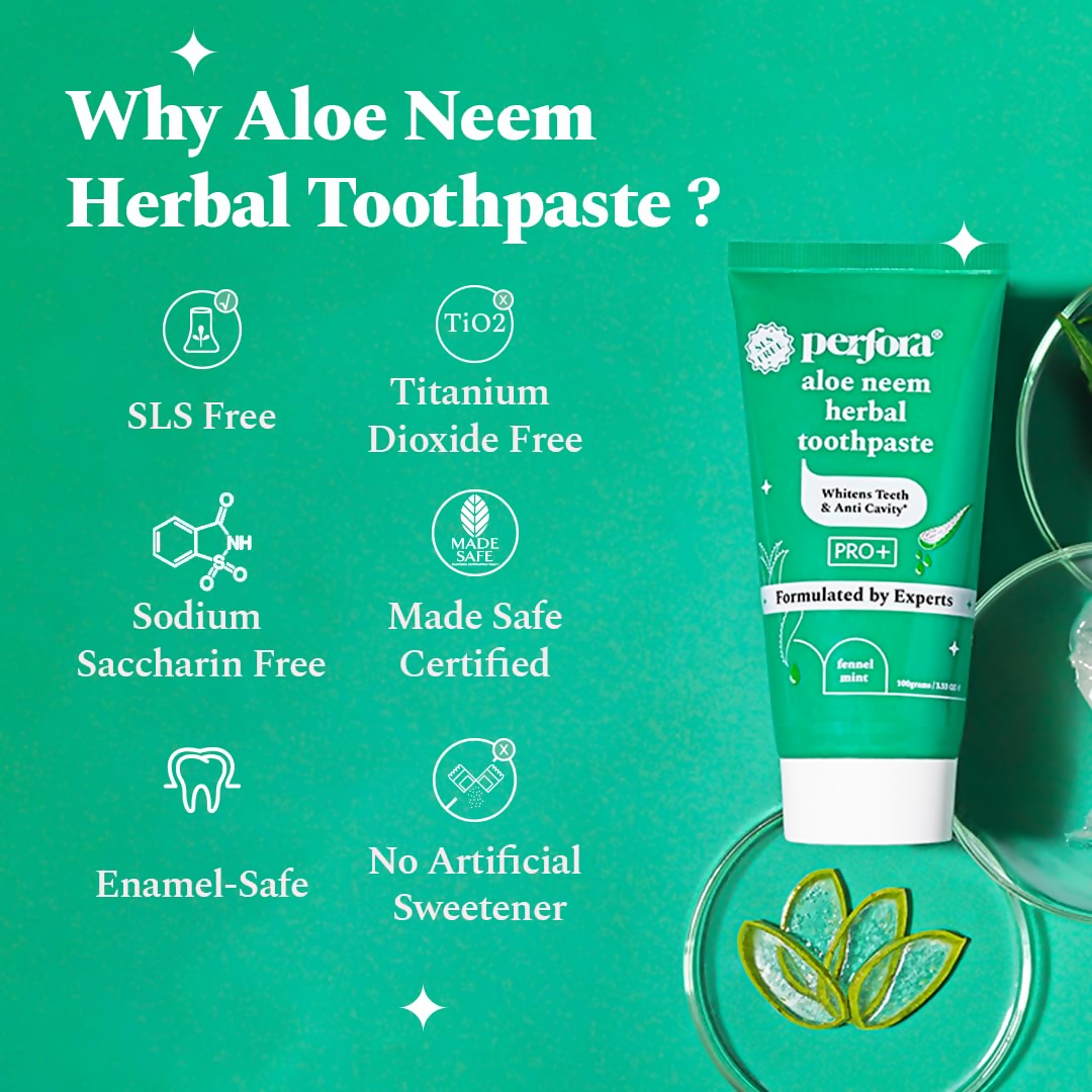 Perfora Aloe Neem Herbal Toothpaste - Fennel Mint - Swadesiicart
