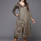 Ahalyaa Women Green & Cream-Coloured Floral Printed Velvet Kurta | Swadesiicart