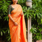Saffron Jute Silk Woven Design Saree with Unstitched Blouse - Hiral Fashion | Swadesiicart