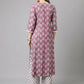 FIORRA Women's Light Purple Cotton A-Line Kurta Palazzo Set - Swadesiicart