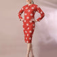 Myshka Women's Rust Printed Round Neck Party Top With Skirt Co-ord set - Swadesiicart