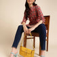 Red Poly Rayon Digital Printed A-line Top - Tarini - Swadesiicart