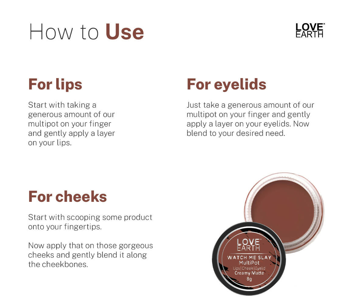 Love Earth Lip Tint & Cheek Tint Multipot-Watch Me Slay - Swadesiicart