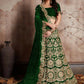 Jyoti Fashion Mesmerizing Green Sequins Embroidered Velvet Lehenga Choli with Dupatta | Swadesiicart