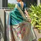 Vishnu Weaves Women's Rama Paithani Silk Zari Woven Saree with Blouse - Swadesiicart