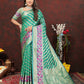 Lorenvalley Fashion Teal Soft Silk Woven Design with Zari Weaving Leheriya Design Saree - Swadesiicart