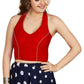 Aastha Fashion Women's Women's Red Velvet Solid Readymade Blouse