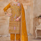 Anaita Mustard Vichitra Silk Readymade Suit with Embroidery & Lace Work