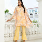 Vaasva Women's Lemon Georgette Marble Print Kaftan Pant Set | Swadesiicart