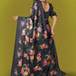 Aayaa Designer Printed Satin Saree - Multi Color