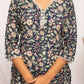 FIORRA Women's Floral Printed Blue Cotton Straight Kurta - Swadesiicart