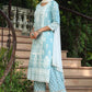 Juniper Women's Skyblue Printed Straight Kurta Sets | Swadesiicart