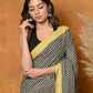 Very Much Indian Handblock Printed Cotton Saree With Natural Dyes - Black & White | Swadesiicart
